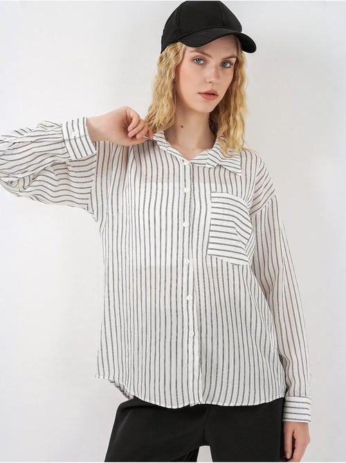Camicia oversize a righe con abbottonatura frontale bdart - Kiabi Camicia oversize a righe con abbottonatura frontale bdart - Kiabi