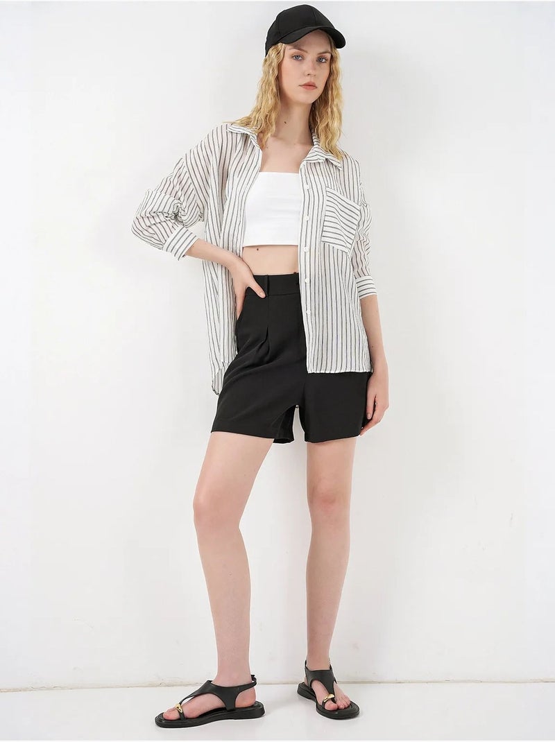 Camicia oversize a righe con abbottonatura frontale bdart Bianco - Kiabi