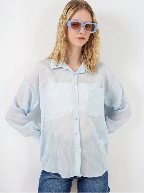 Camicia oversize a righe con abbottonatura frontale bdart - Kiabi Camicia oversize a righe con abbottonatura frontale bdart - Kiabi