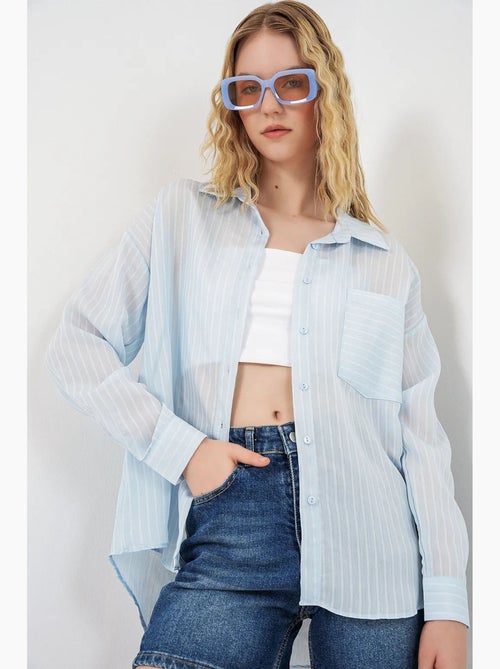 Camicia oversize a righe con abbottonatura frontale bdart - Kiabi Camicia oversize a righe con abbottonatura frontale bdart - Kiabi