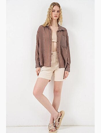 Camicia oversize a righe con abbottonatura frontale bdart