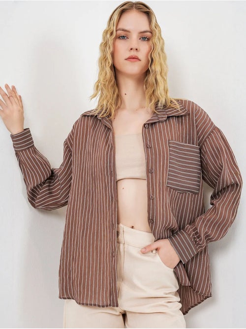 Camicia oversize a righe con abbottonatura frontale bdart - Kiabi Camicia oversize a righe con abbottonatura frontale bdart - Kiabi