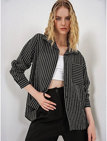Camicia oversize a righe con abbottonatura frontale bdart