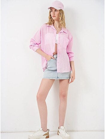 Camicia oversize a righe con abbottonatura frontale bdart