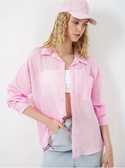 Camicia oversize a righe con abbottonatura frontale bdart - Kiabi Camicia oversize a righe con abbottonatura frontale bdart - Kiabi
