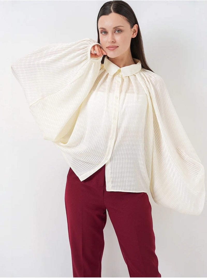 Camicia oversize a righe con bottoni bdart Avorio - Kiabi