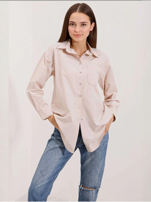 Camicia oversize a righe con dettagli tascabili bdart - Kiabi Camicia oversize a righe con dettagli tascabili bdart - Kiabi