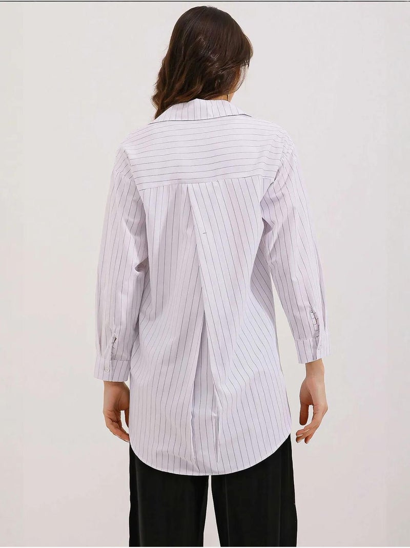 Camicia oversize a righe con dettagli tascabili bdart Bianco - Kiabi