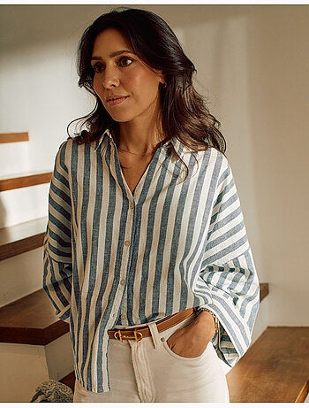 Camicia oversize a righe in lino You&Me