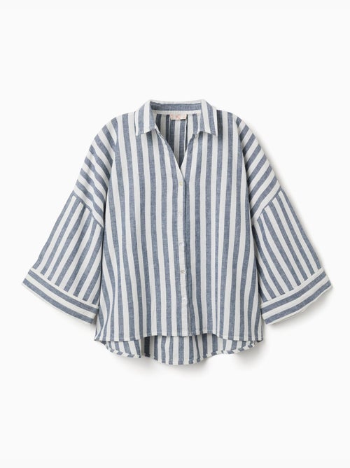 Camicia oversize a righe in lino You&Me - Kiabi