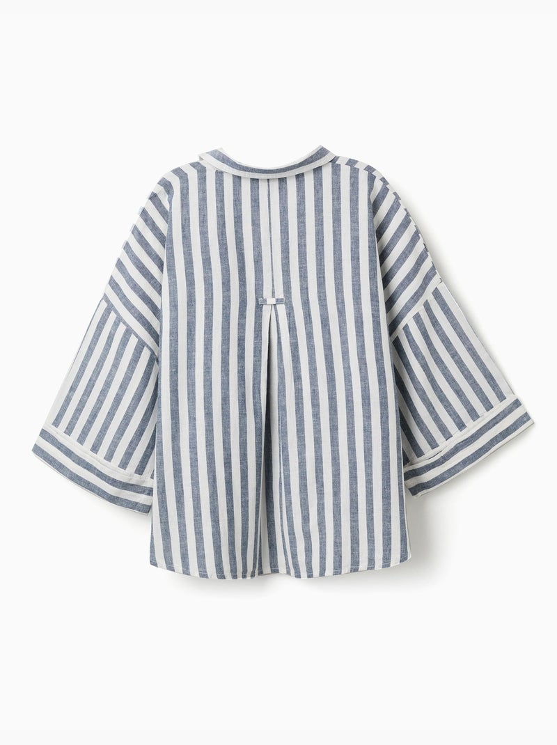 Camicia oversize a righe in lino You&Me Beige chiaro - Kiabi