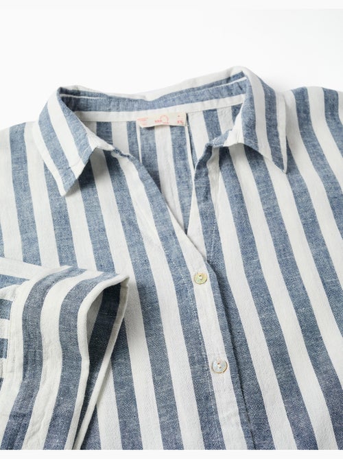 Camicia oversize a righe in lino You&Me - Kiabi