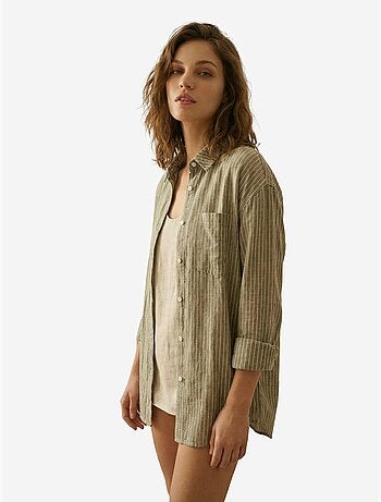 Camicia oversize a righe in popeline di cotone a maniche lunghe my fashion