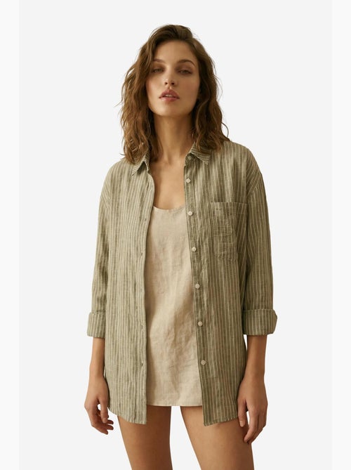 Camicia oversize a righe in popeline di cotone a maniche lunghe my fashion - Kiabi Camicia oversize a righe in popeline di cotone a maniche lunghe my fashion - Kiabi