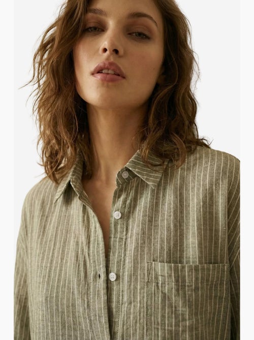 Camicia oversize a righe in popeline di cotone a maniche lunghe my fashion - Kiabi Camicia oversize a righe in popeline di cotone a maniche lunghe my fashion - Kiabi