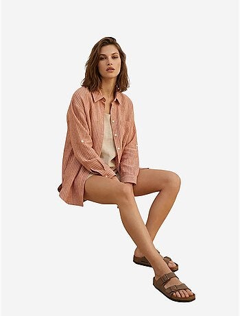 Camicia oversize a righe in popeline di cotone a maniche lunghe my fashion