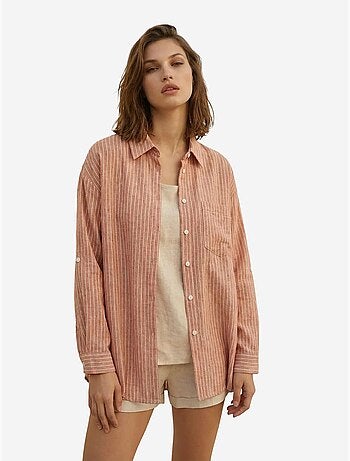 Camicia oversize a righe in popeline di cotone a maniche lunghe my fashion