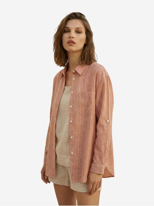 Camicia oversize a righe in popeline di cotone a maniche lunghe my fashion - Kiabi Camicia oversize a righe in popeline di cotone a maniche lunghe my fashion - Kiabi