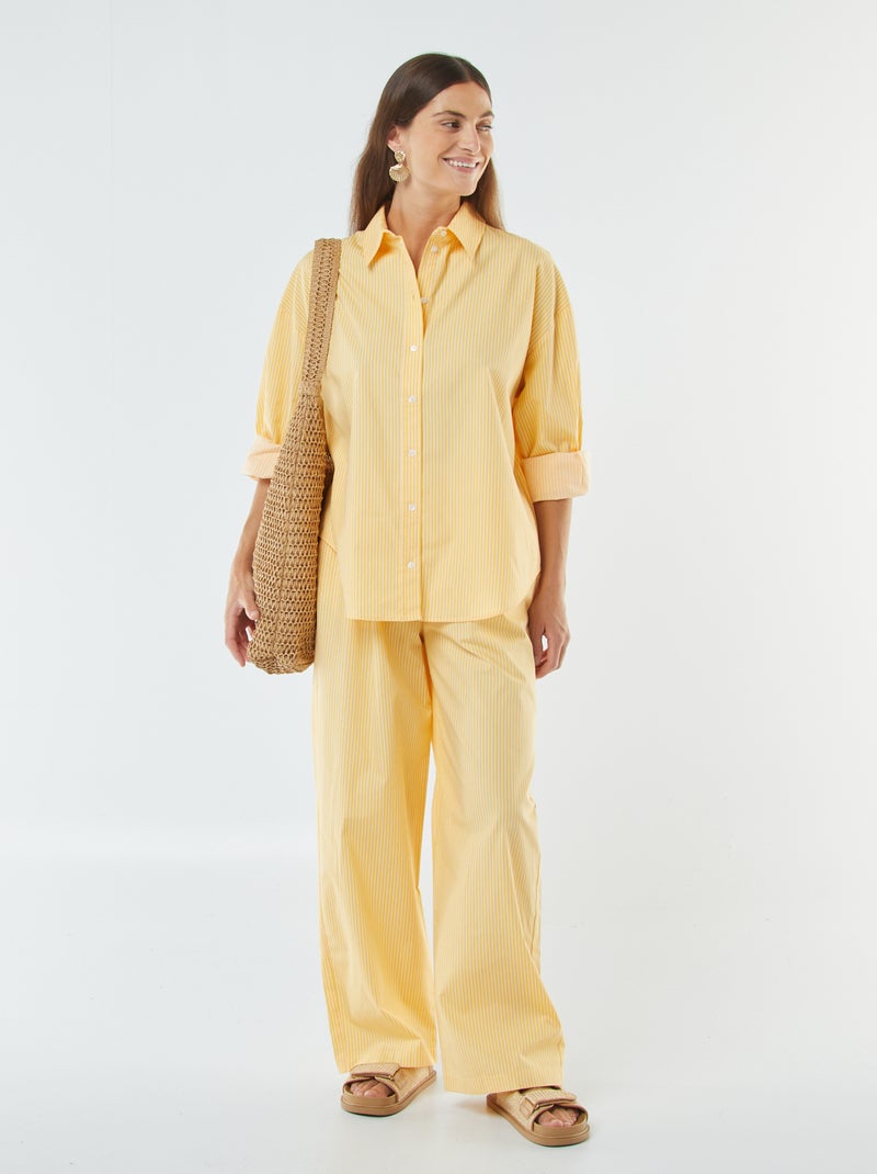 Camicia oversize a righe in popeline Giallo - Kiabi