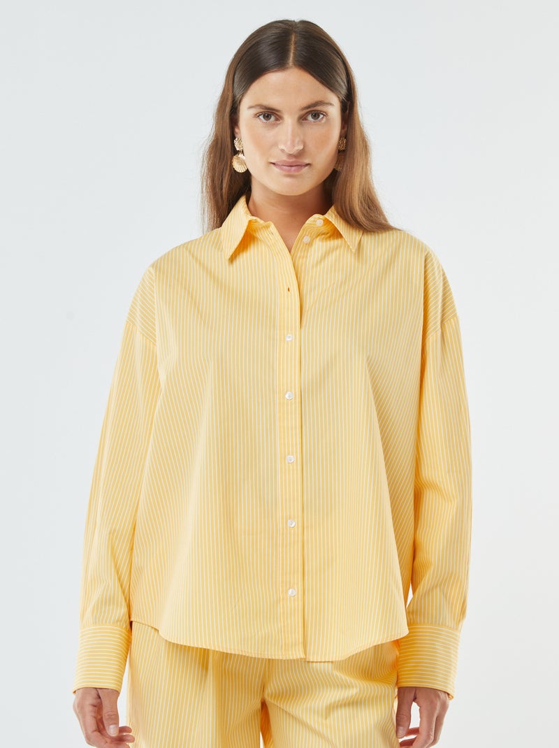 Camicia oversize a righe in popeline Giallo - Kiabi