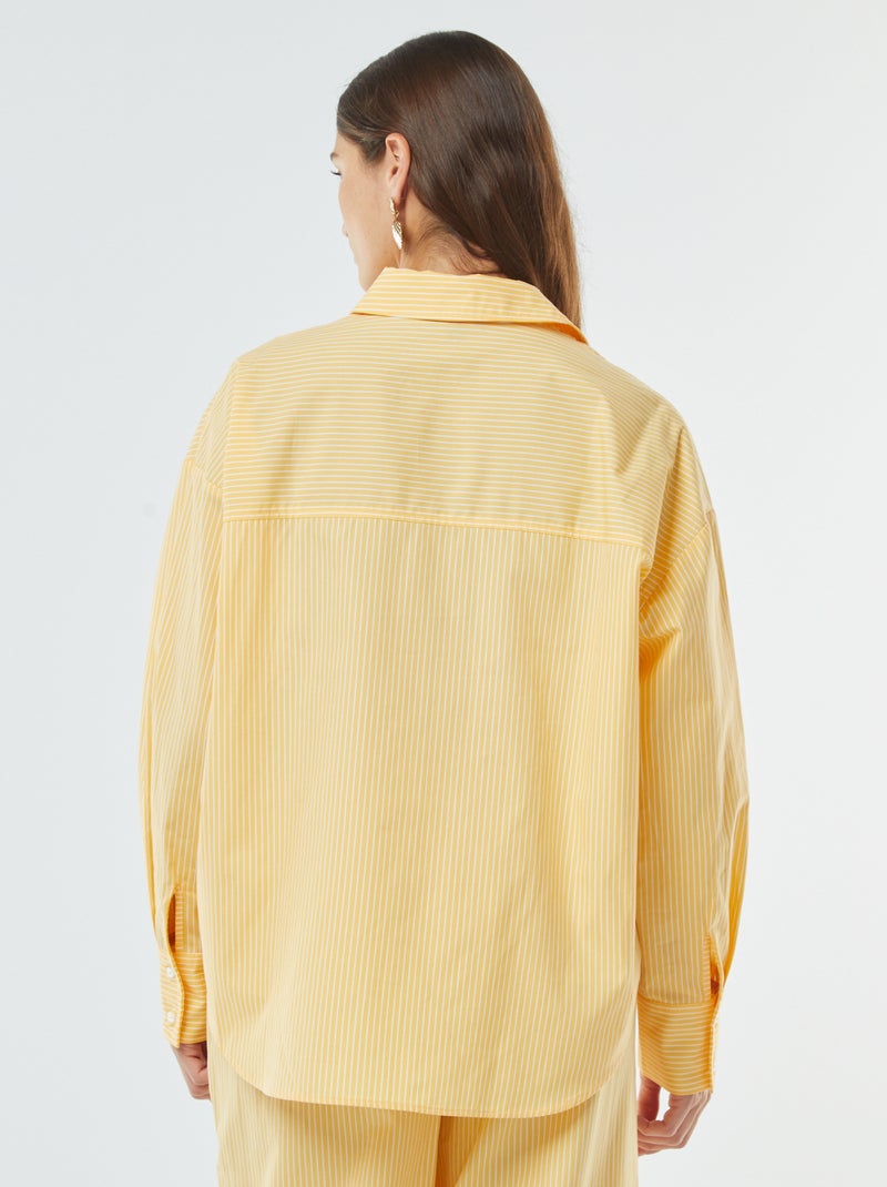Camicia oversize a righe in popeline Giallo - Kiabi