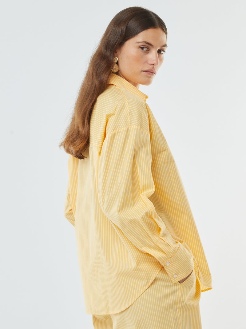 Camicia oversize a righe in popeline Giallo - Kiabi