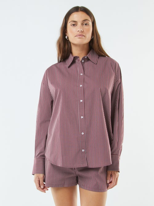 Camicia oversize a righe in popeline - Kiabi