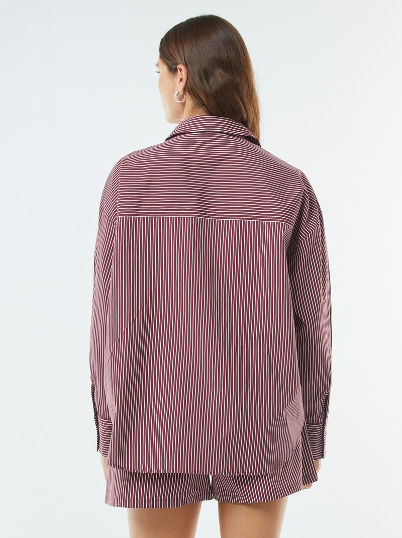 Camicia oversize a righe in popeline Rosso - Kiabi