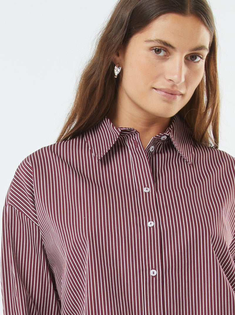 Camicia oversize a righe in popeline Rosso - Kiabi