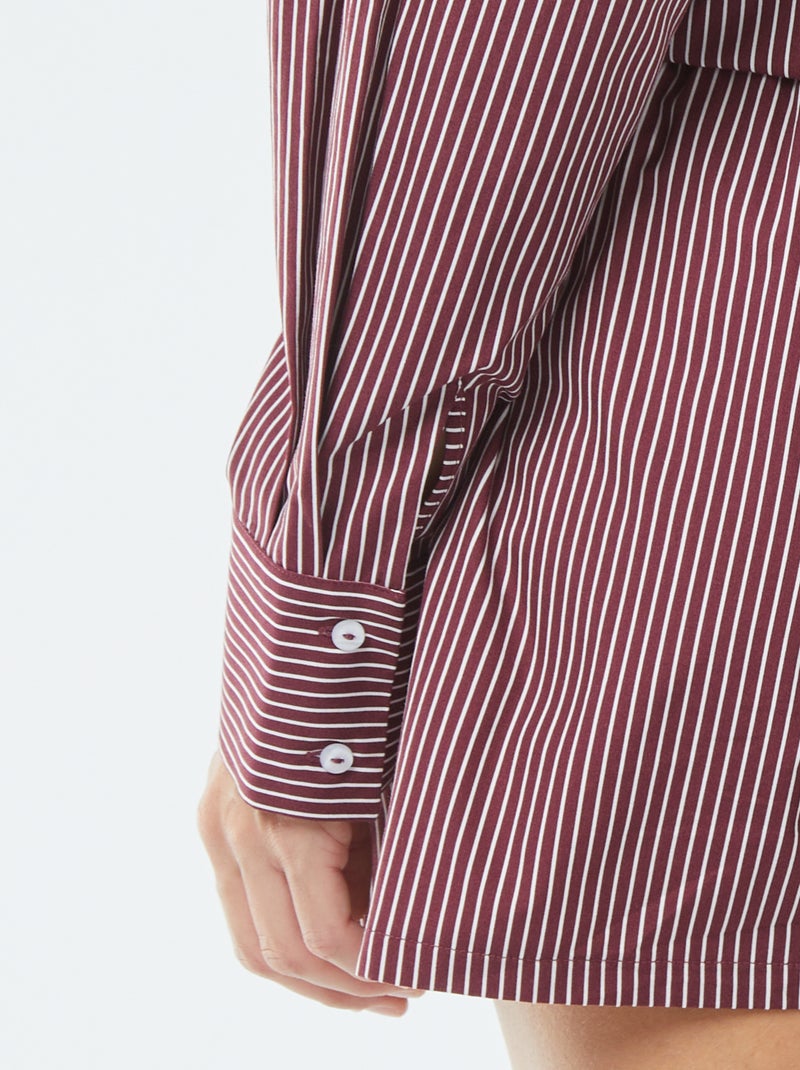 Camicia oversize a righe in popeline Rosso - Kiabi