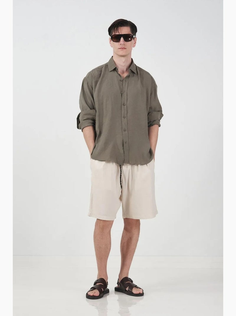 Camicia oversize abbottonata a maniche lunghe giesto Cachi - Kiabi