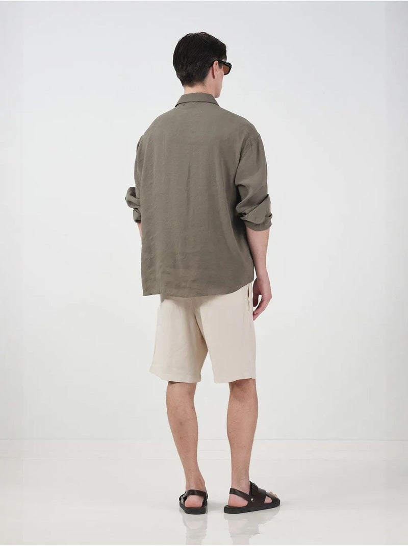 Camicia oversize abbottonata a maniche lunghe giesto Cachi - Kiabi