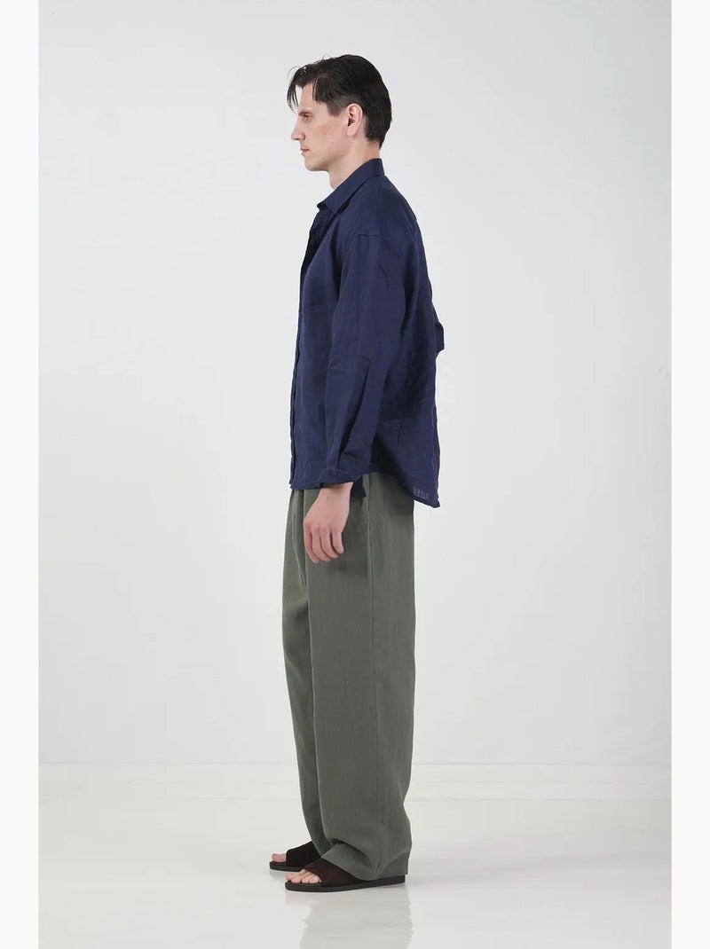 Camicia oversize abbottonata con colletto classico giesto Blu marino - Kiabi