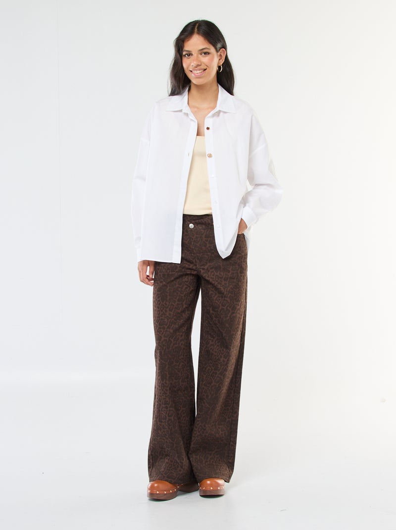 Camicia oversize con bottoni fantasia Bianco - Kiabi