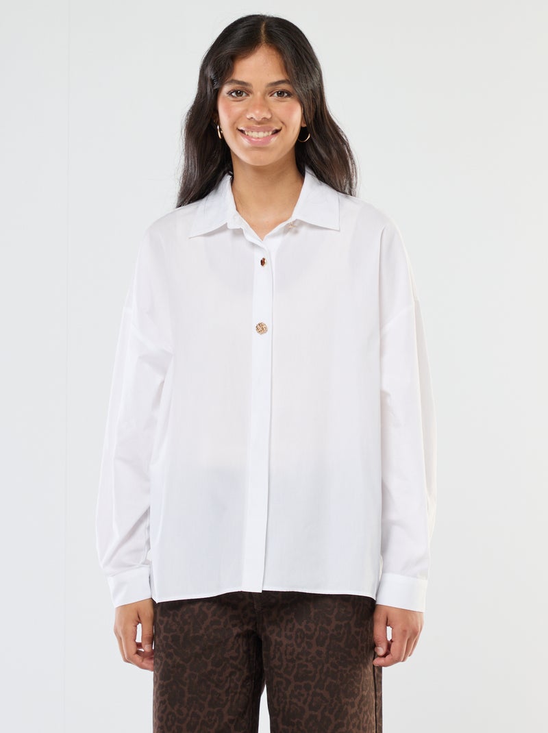 Camicia oversize con bottoni fantasia Bianco - Kiabi