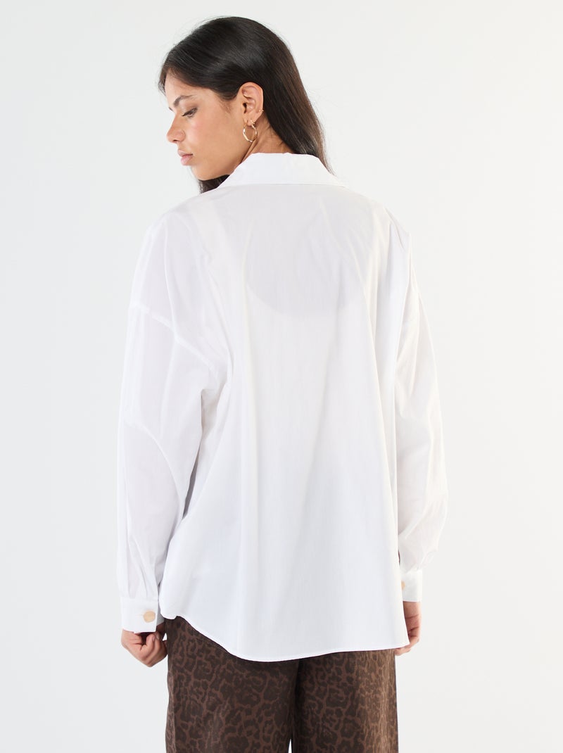 Camicia oversize con bottoni fantasia Bianco - Kiabi