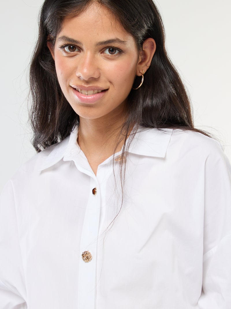 Camicia oversize con bottoni fantasia Bianco - Kiabi