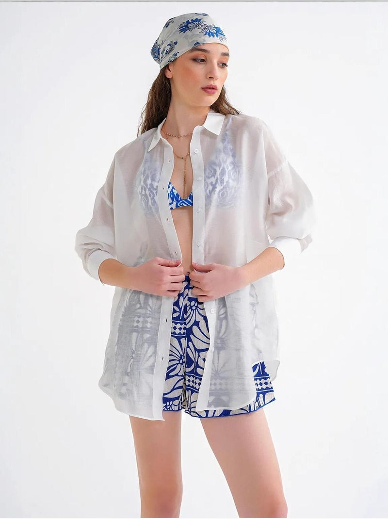 Camicia oversize con bottoni mixray Bianco - Kiabi