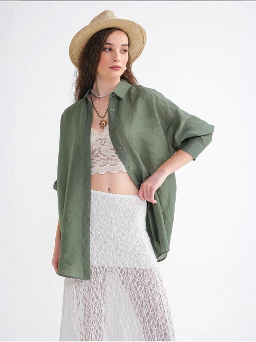Camicia oversize con bottoni mixray - Kiabi Camicia oversize con bottoni mixray - Kiabi