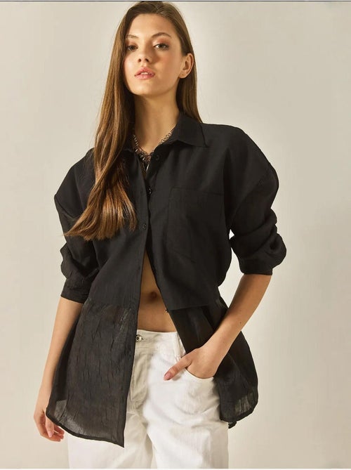 Camicia oversize con dettagli in tulle e organza lucci - Kiabi