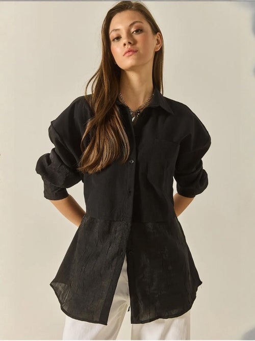 Camicia oversize con dettagli in tulle e organza lucci - Kiabi
