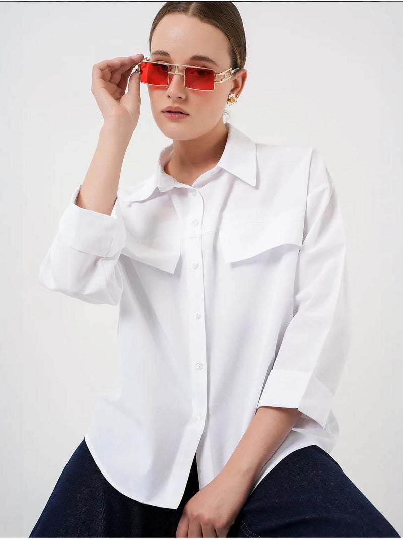 Camicia oversize con dettaglio tasca bdart Bianco - Kiabi