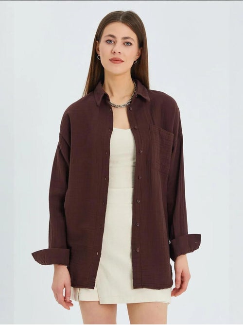 Camicia oversize con dettaglio tasca mixray - Kiabi Camicia oversize con dettaglio tasca mixray - Kiabi