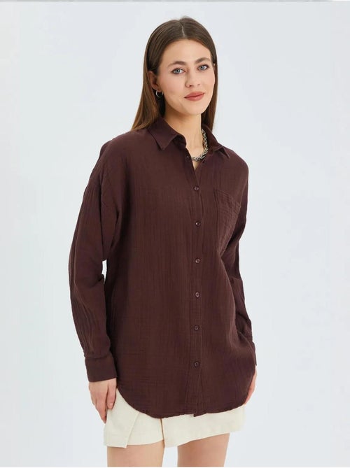 Camicia oversize con dettaglio tasca mixray - Kiabi Camicia oversize con dettaglio tasca mixray - Kiabi