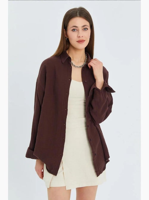 Camicia oversize con dettaglio tasca mixray - Kiabi Camicia oversize con dettaglio tasca mixray - Kiabi