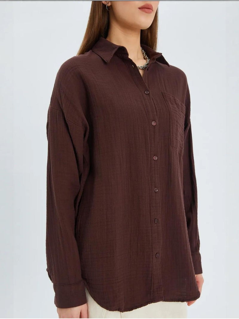 Camicia oversize con dettaglio tasca mixray Marrone chiaro - Kiabi
