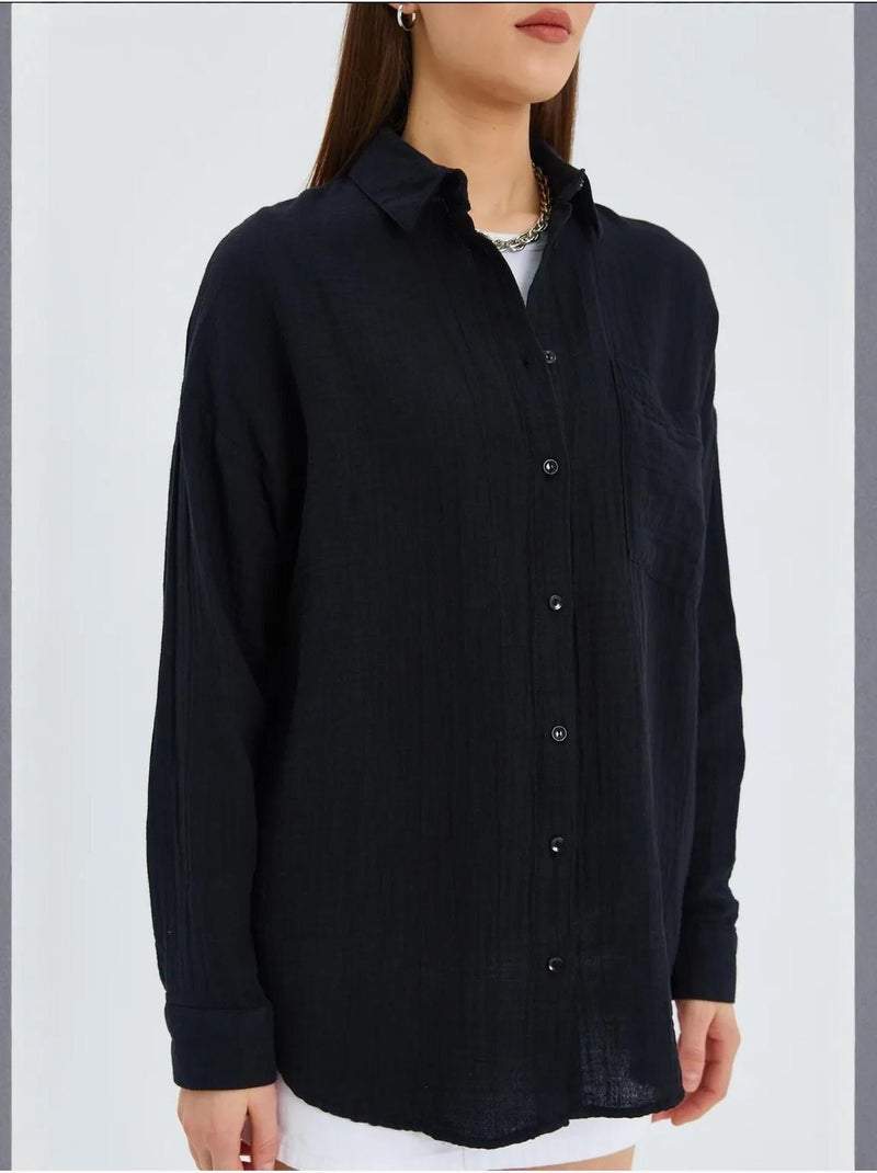 Camicia oversize con dettaglio tasca mixray Nero - Kiabi