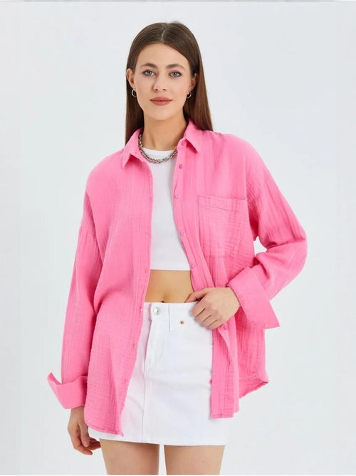 Camicia oversize con dettaglio tasca mixray - Kiabi Camicia oversize con dettaglio tasca mixray - Kiabi