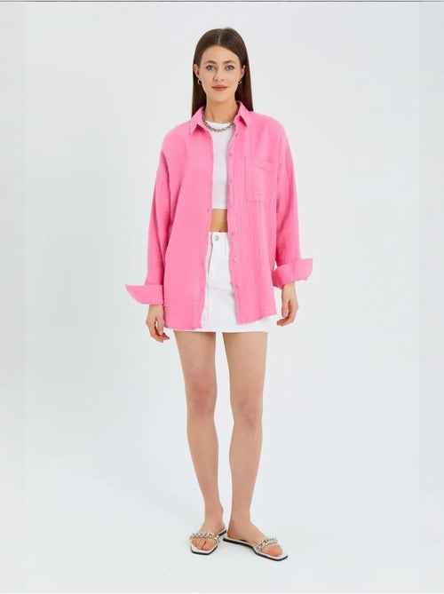 Camicia oversize con dettaglio tasca mixray - Kiabi Camicia oversize con dettaglio tasca mixray - Kiabi