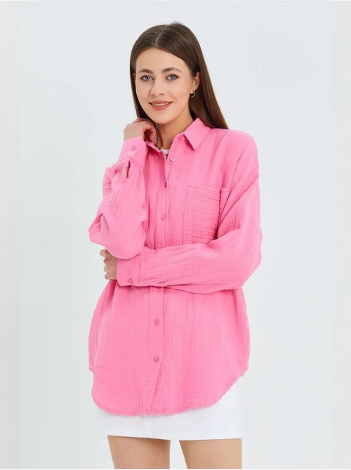 Camicia oversize con dettaglio tasca mixray - Kiabi Camicia oversize con dettaglio tasca mixray - Kiabi